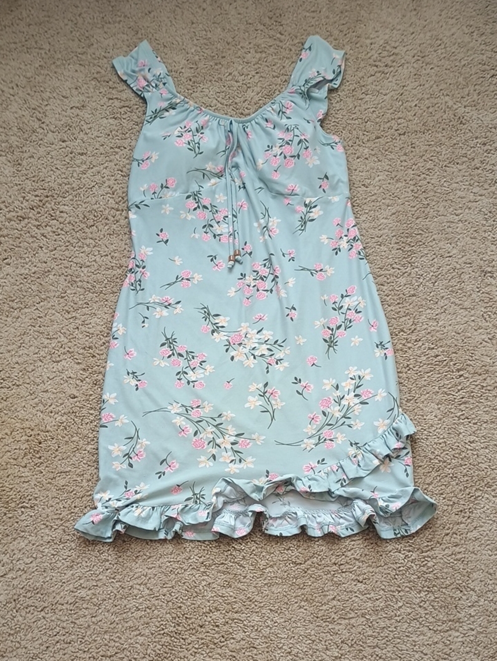 No Boundaries Mint Green Floral Tank Dress
